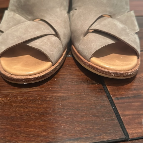 UGG Sandals - Taupe suede, ankle strap, block heel, size 8.5 - Picture 4 of 5